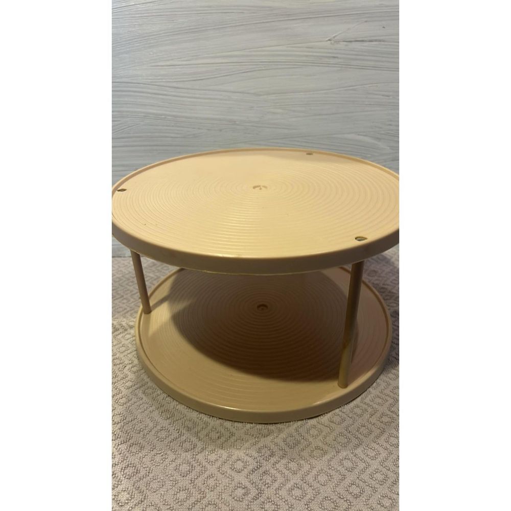70's Beige Lazy Susan Spice Rack Bee Plastic Made in The USA 6 " Tall 10 "